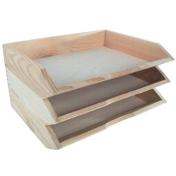 Woodeedoo Set Of 3 Stackable Horizontal Wooden Letter Tray A4 Document Holder Paper Sorter For Desk Or Office 34 X 27 X 6 Cm - thumbnail 8