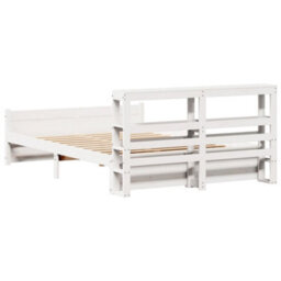 Berkfield Bed Frame With Headboard Without Mattress White 150X200 Cm King Size - thumbnail 8
