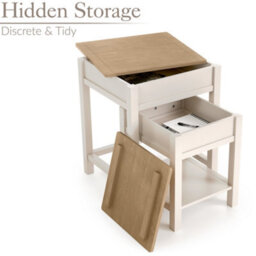 Christow Nest Of Tables Set Of 2 Nesting Side Tables Oak-Effect Tops & Storage Cream - thumbnail 2