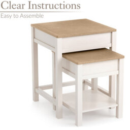 Christow Nest Of Tables Set Of 2 Nesting Side Tables Oak-Effect Tops & Storage Cream - thumbnail 4