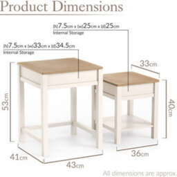 Christow Nest Of Tables Set Of 2 Nesting Side Tables Oak-Effect Tops & Storage Cream - thumbnail 6