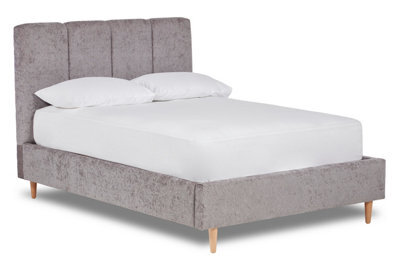 Divan Base Direct Zen Fabric Bed With Fluted Headboard Panels Bed Base Only 4Ft Small Double- Pavia Titan - image 1
