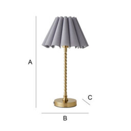 Valuelights Maeve Grey Scallop Pleated Tapered Shade Brushed Gold Bobbin Bobble Table Lamp - thumbnail 7