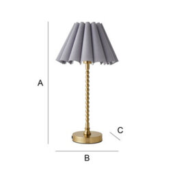 Valuelights Maeve Grey Scallop Pleated Tapered Shade Brushed Gold Bobbin Bobble Table Lamp - thumbnail 6