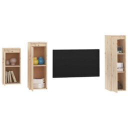 Berkfield Tv Cabinets 3 Pcs Solid Wood Pine - thumbnail 4