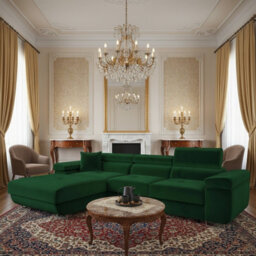 Torezio Mini Corner Sofa Bed With Adjustable Headrests And Storage Box Freestanding Upholstered Back 280X170Cm Green Left