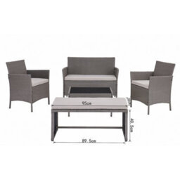 Home Detail 4-Seater Garden Sofa Set With Coffee Table & Bench, Grey Rattan - thumbnail 9