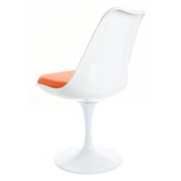 Fusion Living Tulip Set - White Large Circular Table And Six Chairs With Pu Cushion Orange - thumbnail 7