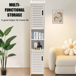 New Waterproof Bathroom Tall Cabinet Free Standing Floor Storage Unit Cupboard - thumbnail 6
