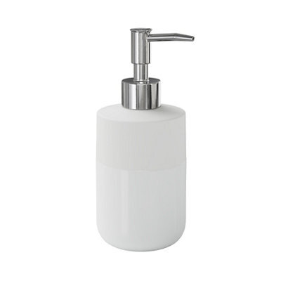 GoodHome Koros Gloss & Matt White Ceramic Freestanding Soap Dispenser - image 1