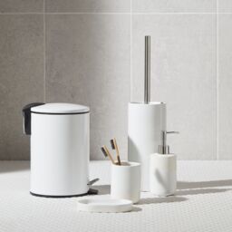 GoodHome Koros Gloss & Matt White Ceramic Freestanding Soap Dispenser - thumbnail 2