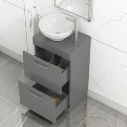 Royal Bathrooms 500mm Floor Standing Vanity Unit 2 Drawer Indigo Grey Gloss & Countertop Basin - Breeze - thumbnail 3