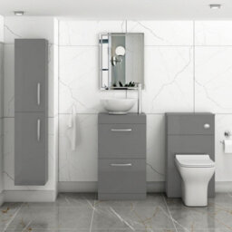 Royal Bathrooms 500mm Floor Standing Vanity Unit 2 Drawer Indigo Grey Gloss & Countertop Basin - Breeze - thumbnail 2