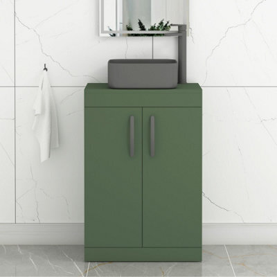 Royal Bathrooms Turin 500mm Freestanding Bathroom Vanity Unit With Sink 2 Door Matt Green & Art Square Countertop Basin - image 1