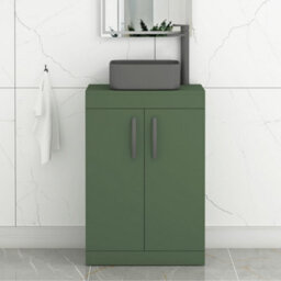 Royal Bathrooms Turin 500mm Freestanding Bathroom Vanity Unit With Sink 2 Door Matt Green & Art Square Countertop Basin - thumbnail 1