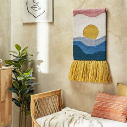 Beliani Handwoven Multicolour Wall Hanging 46 X 108 Cm With Tassels, Vertical Boho Wall Decor - thumbnail 2