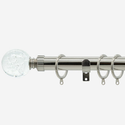 Stainless Steel 28mm Glass Bubbles Fixed Length Metal Curtain Pole  170Cm - image 1