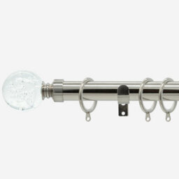Stainless Steel 28mm Glass Bubbles Fixed Length Metal Curtain Pole  170Cm