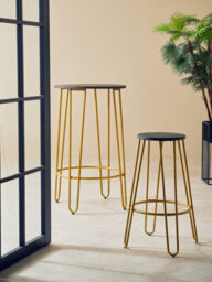 Orsina Contemporary Gold Finish Metal Bar Stool, Hairpin Stool Kitchen Counter, Versatile Breakfast Stool For Home - thumbnail 6