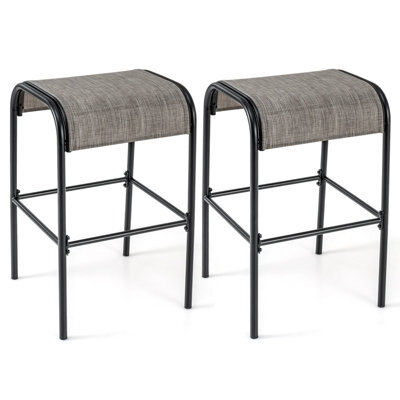 Costway Set Of 2 Patio Bar Stools 76 Cm Outdoor Metal Bar Height Bistro Stools - image 1