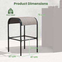 Costway Set Of 2 Patio Bar Stools 76 Cm Outdoor Metal Bar Height Bistro Stools - thumbnail 2