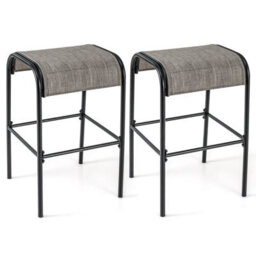 Costway Set Of 2 Patio Bar Stools 76 Cm Outdoor Metal Bar Height Bistro Stools - thumbnail 1