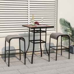 Costway Set Of 2 Patio Bar Stools 76 Cm Outdoor Metal Bar Height Bistro Stools - thumbnail 3