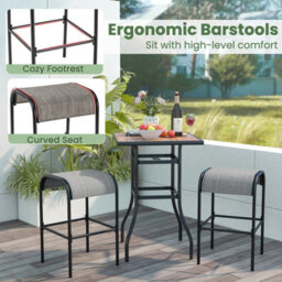 Costway Set Of 2 Patio Bar Stools 76 Cm Outdoor Metal Bar Height Bistro Stools - thumbnail 7