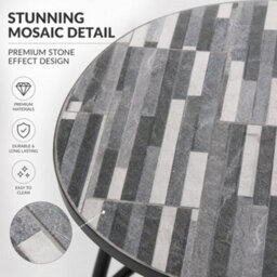Shatchi Mosaic Bistro Set With Folding Chairs, Outdoor Patio Table And Chairs For Balcony, Garden And Terrace Seating - thumbnail 2
