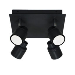 Valuelights Benton Black 4 Way Square Ip44 Bathroom Ceiling Spotlight And Cool Bulbs - thumbnail 7