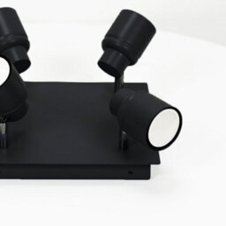 Valuelights Benton Black 4 Way Square Ip44 Bathroom Ceiling Spotlight And Cool Bulbs - thumbnail 3