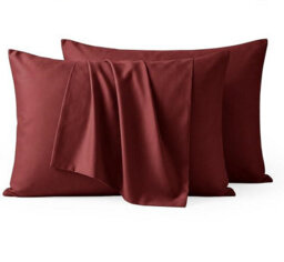 Bedlooms Dyed Pillowcase 2 Pair- Soft Plain Pillow Covers Burgundy Envelop Closure - Easy Care Pillowcase Bedding Set 50X75 Cm - thumbnail 1