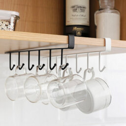 Living And Home Black Metal 6 Hooks Rail Cup Hook Rack Hanging Holder Under Cabinet Closet - thumbnail 3
