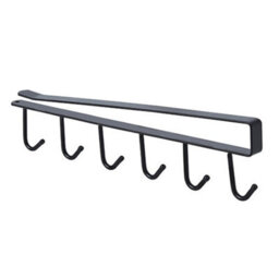 Living And Home Black Metal 6 Hooks Rail Cup Hook Rack Hanging Holder Under Cabinet Closet - thumbnail 6
