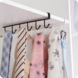 Living And Home Black Metal 6 Hooks Rail Cup Hook Rack Hanging Holder Under Cabinet Closet - thumbnail 2
