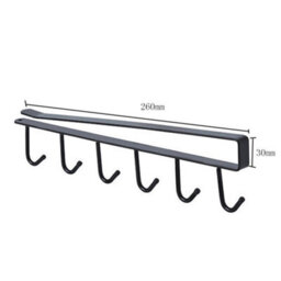 Living And Home Black Metal 6 Hooks Rail Cup Hook Rack Hanging Holder Under Cabinet Closet - thumbnail 8
