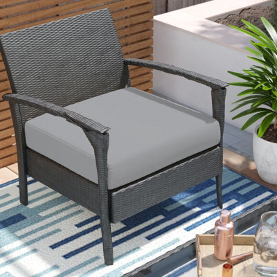 Crescent Waterproof Garden Furniture Seat Pad Cushions 45 X 45 X 10Cm Silver Square Seat Pad For Indoor & Outdoor Rattan Chair - image 1