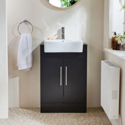Homestylestore 550mm Black Grey Floorstanding Bathroom Vanity Unit And Chrome T Bar Handle - thumbnail 1