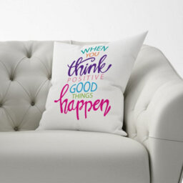 Warren Reed Designer When You Think Positive Good Things Happen Cushions 60Cm X 60Cm - thumbnail 2