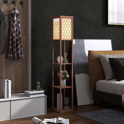 Brown Floor Lamp Standing Light With 3 Open Shelves For Living Room - image 1