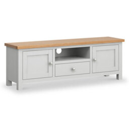 Farro Grey 140Cm Wide Tv Unit - Fully Assembled - Painted With Oak Top By Roseland Furniture