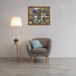 AK Frames 80X70Cm Rustic Oak Modern Multi Photo Frame With Blue Mount - Holds 20 Apertures (18X) 6X4, (2X) 4X4 Photos - thumbnail 3