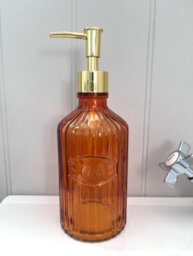 My Square Mile Glass Pump Soap Dispenser 500Ml With Gold Pump Bathroom Accessory (Orange)