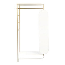 Darphe Gold Modern Metal Clothes Rail With Full Length Mirror And Shelf - thumbnail 4