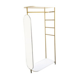 Darphe Gold Modern Metal Clothes Rail With Full Length Mirror And Shelf - thumbnail 6