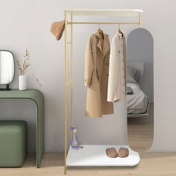 Darphe Gold Modern Metal Clothes Rail With Full Length Mirror And Shelf - thumbnail 3