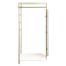 Darphe Gold Modern Metal Clothes Rail With Full Length Mirror And Shelf - thumbnail 5