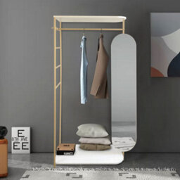 Darphe Gold Modern Metal Clothes Rail With Full Length Mirror And Shelf - thumbnail 2