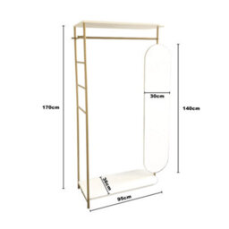 Darphe Gold Modern Metal Clothes Rail With Full Length Mirror And Shelf - thumbnail 8
