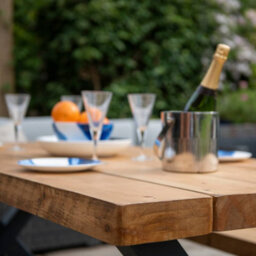 Ashford Blake Chunky Rustic Outdoor Garden Table With Aluminium Legs - thumbnail 2